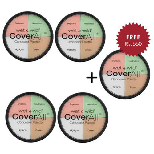 Wet N Wild Cover All Concealer Palette - Color Commentary 4pc Set + 1 Full Size Product Worth 25% Value Free