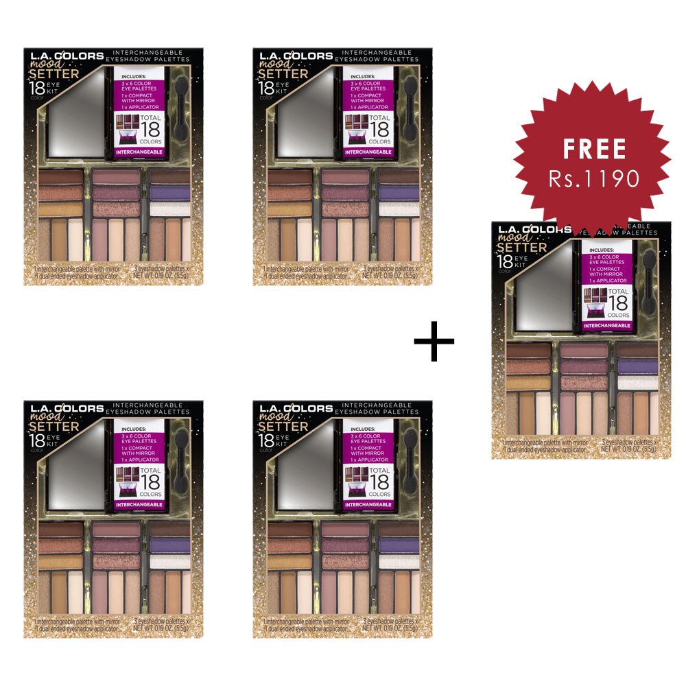 L.A. Colors 18 color Moodsetter Eyeshadow 4Pcs Set + 1 Full Size Product Worth 25% Value Free