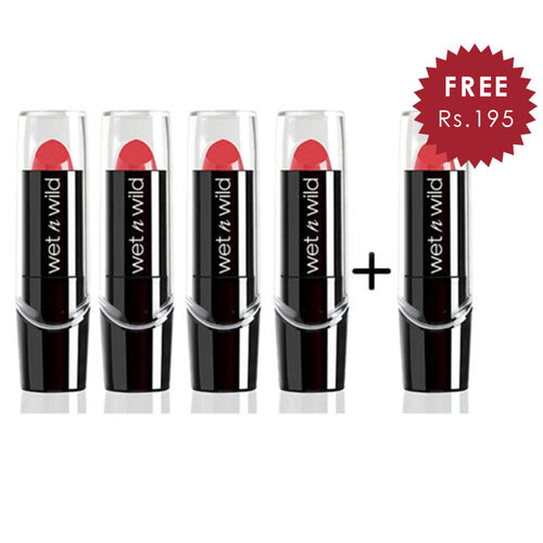 Wet N Wild Silk Finish Lipstick - Hot Paris Pink 4pc Set + 1 Full Size Product Worth 25% Value Free