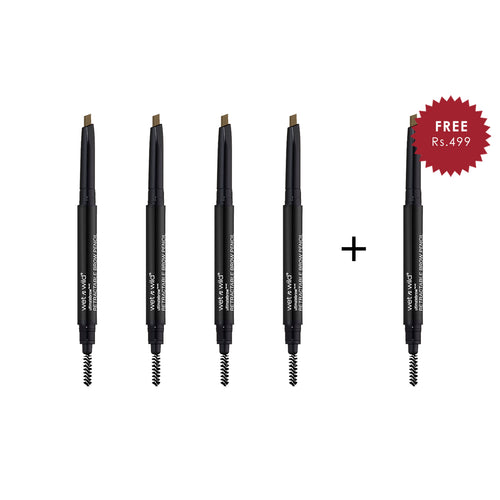 Wet N Wild Ultimate Brow Retractable Pencil - Ash Brown 4pc Set + 1 Full Size Product Worth 25% Value Free