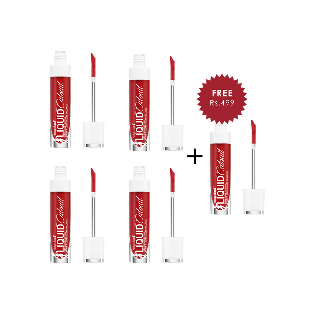 Wet N Wild Megalast Liquid Catsuit High-Shine Lipstick - Bad Girl'S Club 4pc Set + 1 Full Size Product Worth 25% Value Free