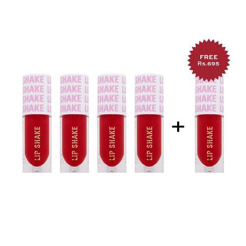 Revolution Lip Shake Strawberry Red 4pc Set + 1 Full Size Product Worth 25% Value Free