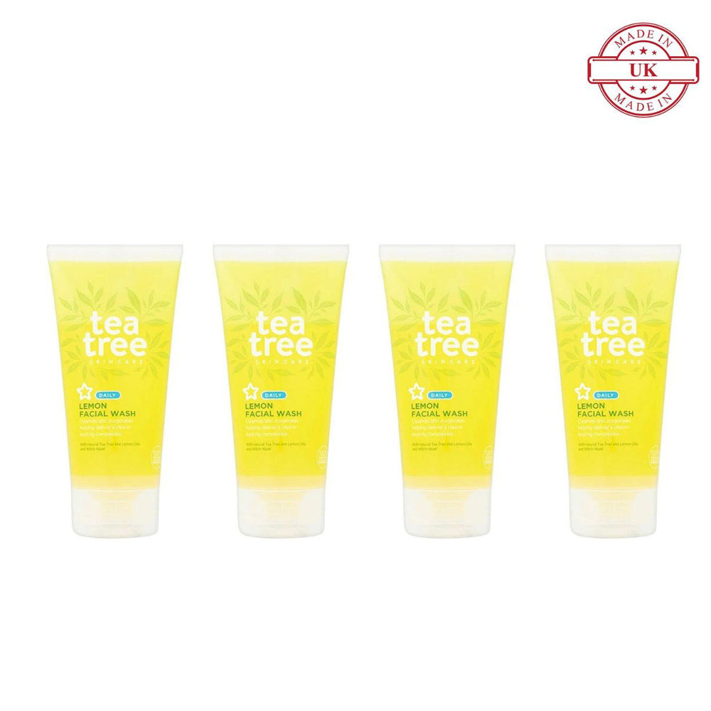 Superdrug Tea Tree Skin Care Daily Lemon Facial Wash 150ml 4Pcs Set