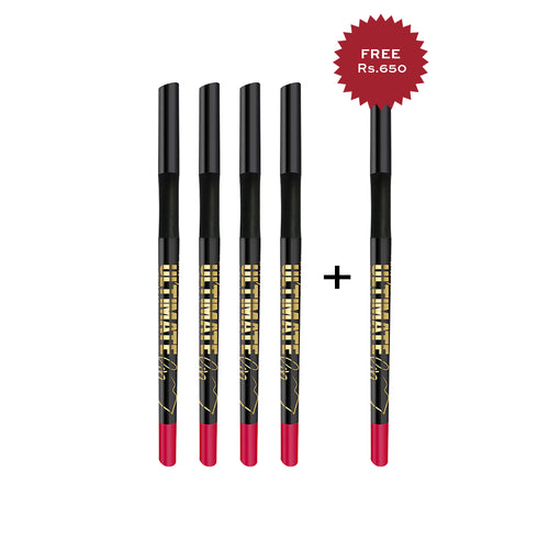 L.A. Girl  Ultimate Lip-Long Wear Auto Liner-Rentless Red 4Pc Set + 1 Full Size Product Worth 25% Value Free
