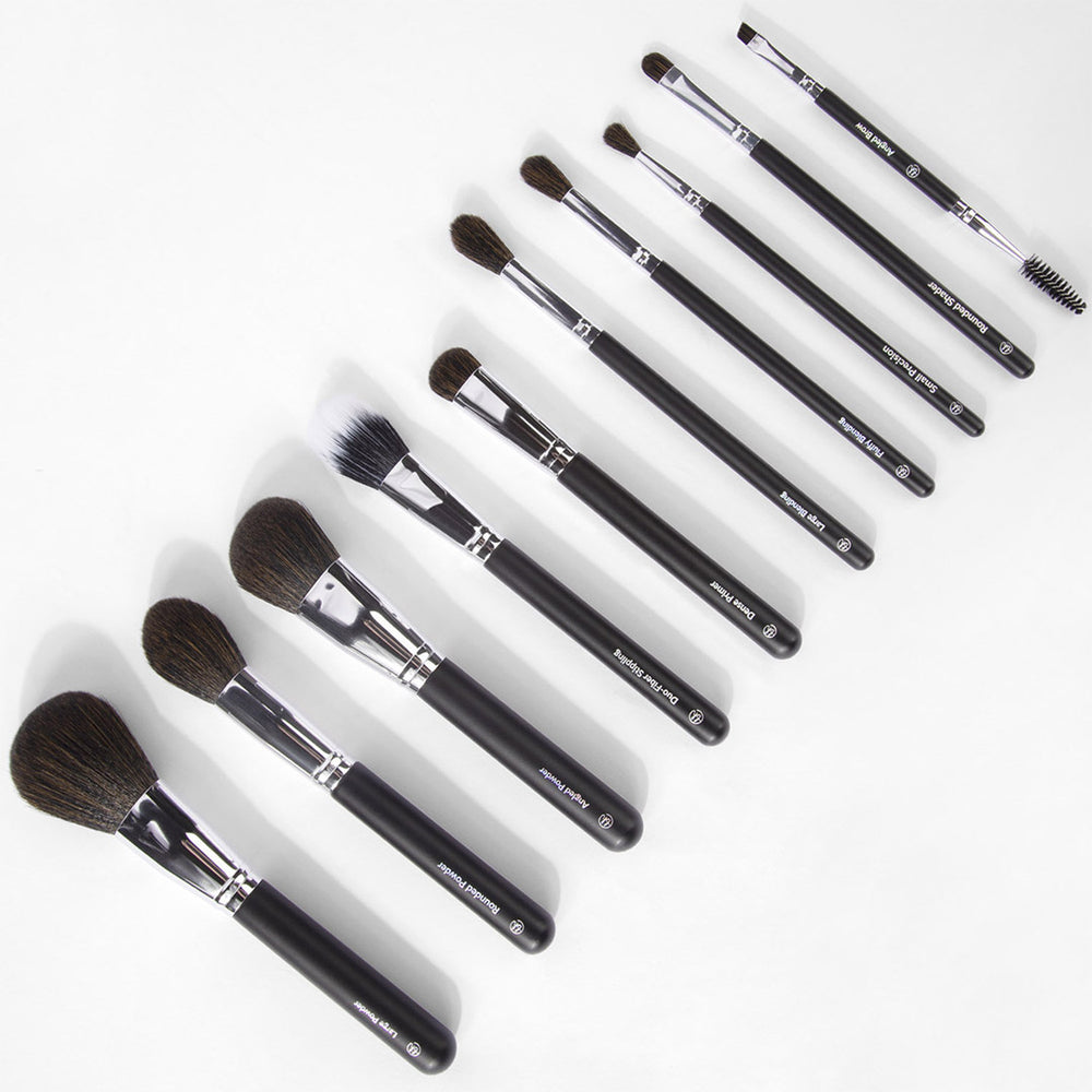 bh Ultimate Essentials - 10 Piece Face & Eye Brush Set with Bag 4pc Set + 1 Full Size Product Worth 25% Value Free