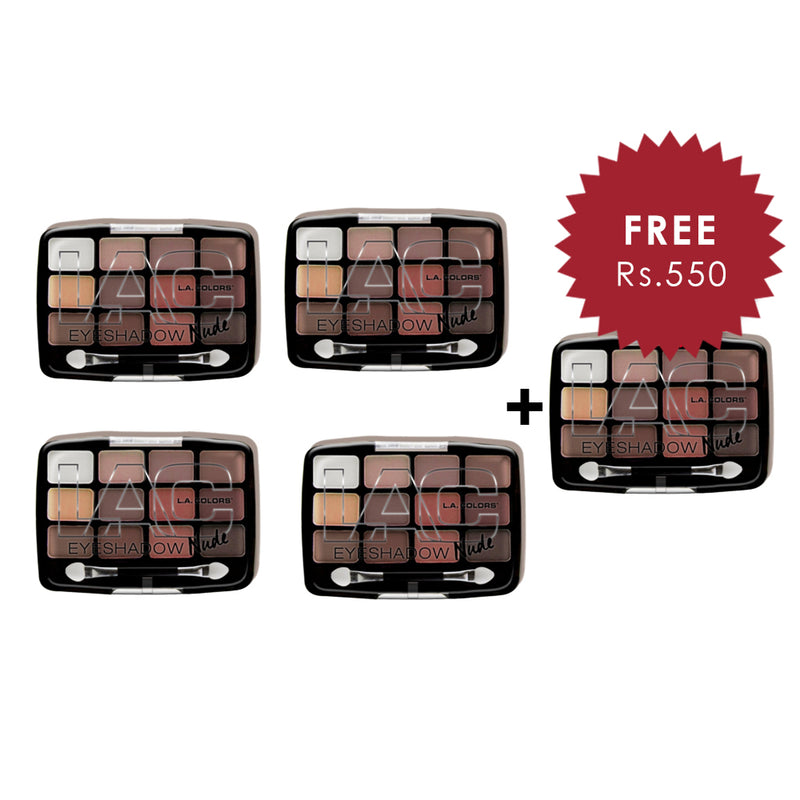 L.A. Colors 20 Color Eyeshadow Palette - Socialite 4pc Set + 1 Full Size  Product Worth 25% Value Free