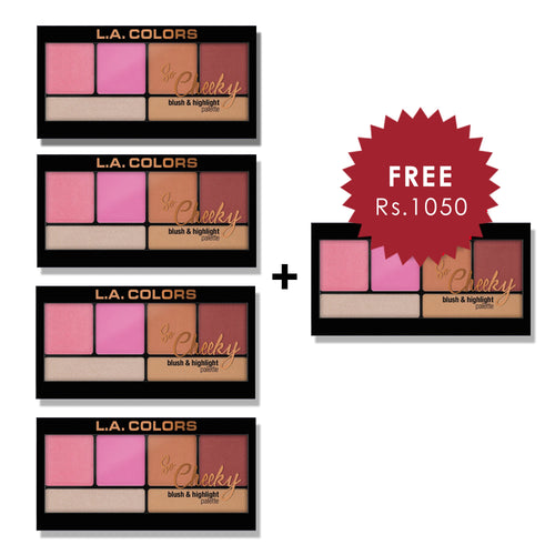 L.A. Colors So Cheeky Blush & Highlight Palette - Pink & Playful 4pc Set + 1 Full Size Product Worth 25% Value Free