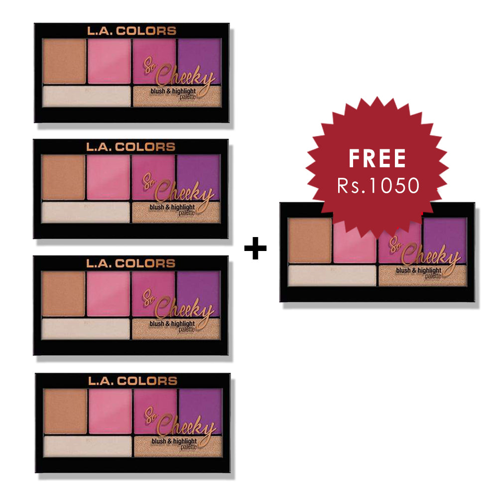 L.A. Colors So Cheeky Blush & Highlight Palette - Sweet & Sass 4pc Set + 1 Full Size Product Worth 25% Value Free