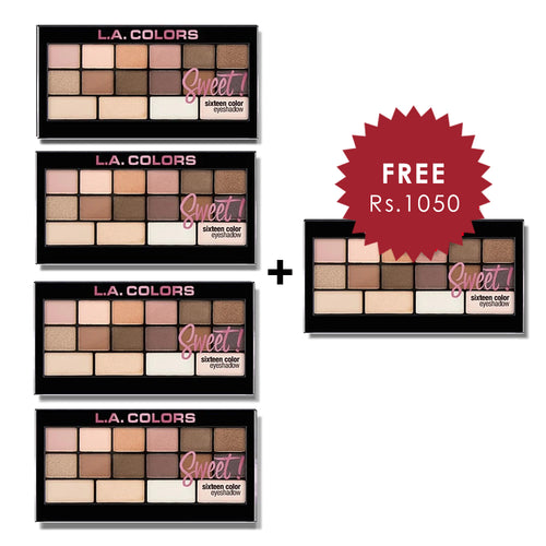 L.A. Colors 16 Color Eyeshadow palette - Charming 4pc Set + 1 Full Size Product Worth 25% Value Free