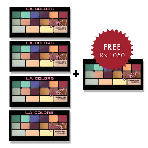 L.A. Colors 16 Color Eyeshadow Palette - Playful 4pc Set + 1 Full Size Product Worth 25% Value Free