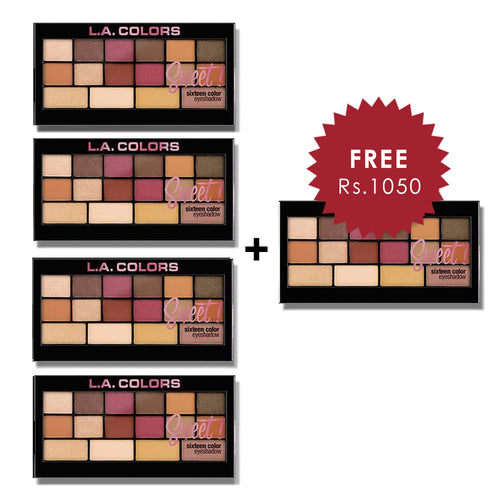 L.A. Colors 16 Color Eyeshadow Palette - Brave 4pc Set + 1 Full Size Product Worth 25% Value Free