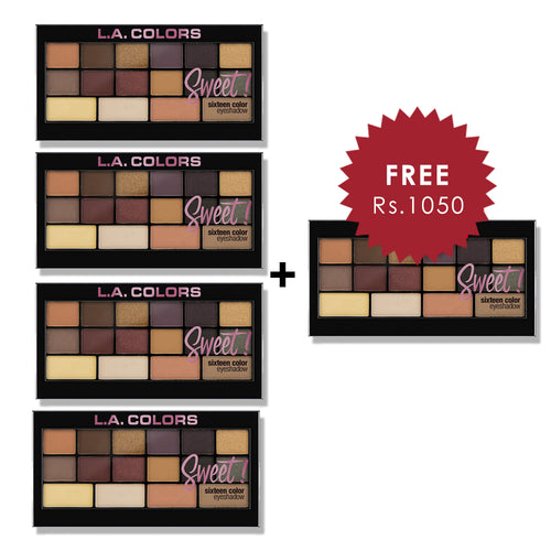 L.A. Colors 16 Color Eyeshadow Palette - Seductive 4pc Set + 1 Full Size Product Worth 25% Value Free