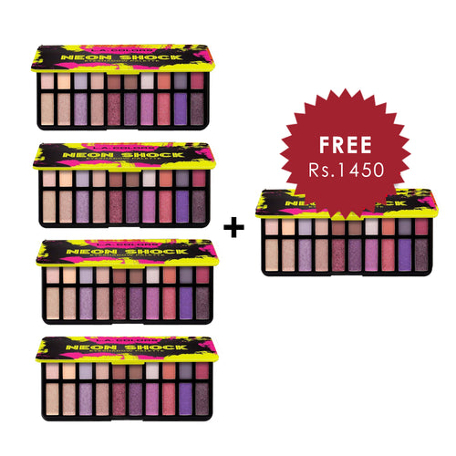 L.A. Colors Neon Shock Eyeshadow Palette - Panic 4pc Set + 1 Full Size Product Worth 25% Value Free