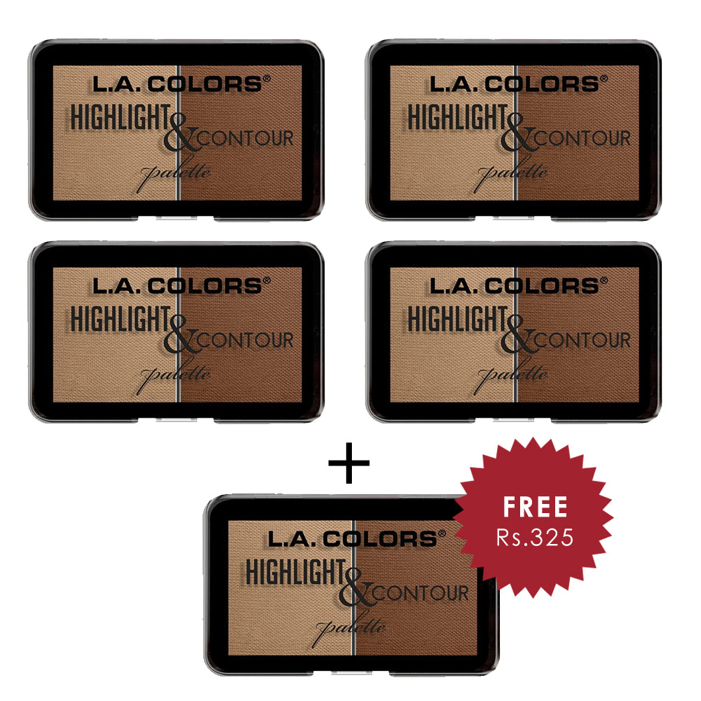 L.A. Colors Highlight & Contour Palette - Medium to Tan 4Pcs Set + 1 Full Size Product Worth 25% Value Free