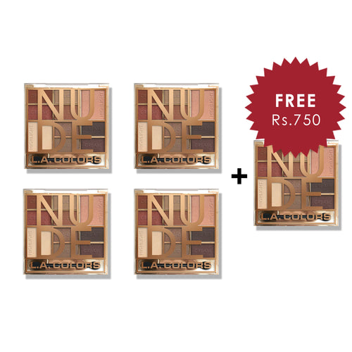 L.A. Colors Color Block 10 Color Eyeshadow Palette - Nude 4pc Set + 1 Full Size Product Worth 25% Value Free