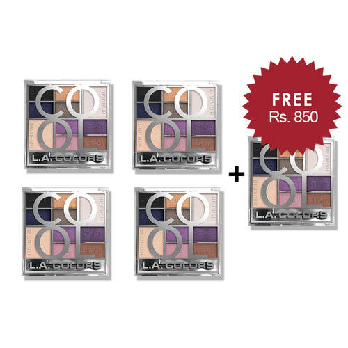 L.A. Colors Color Block 10 Color Eyeshadow Palette - Cool 4pc Set + 1 Full Size Product Worth 25% Value Free