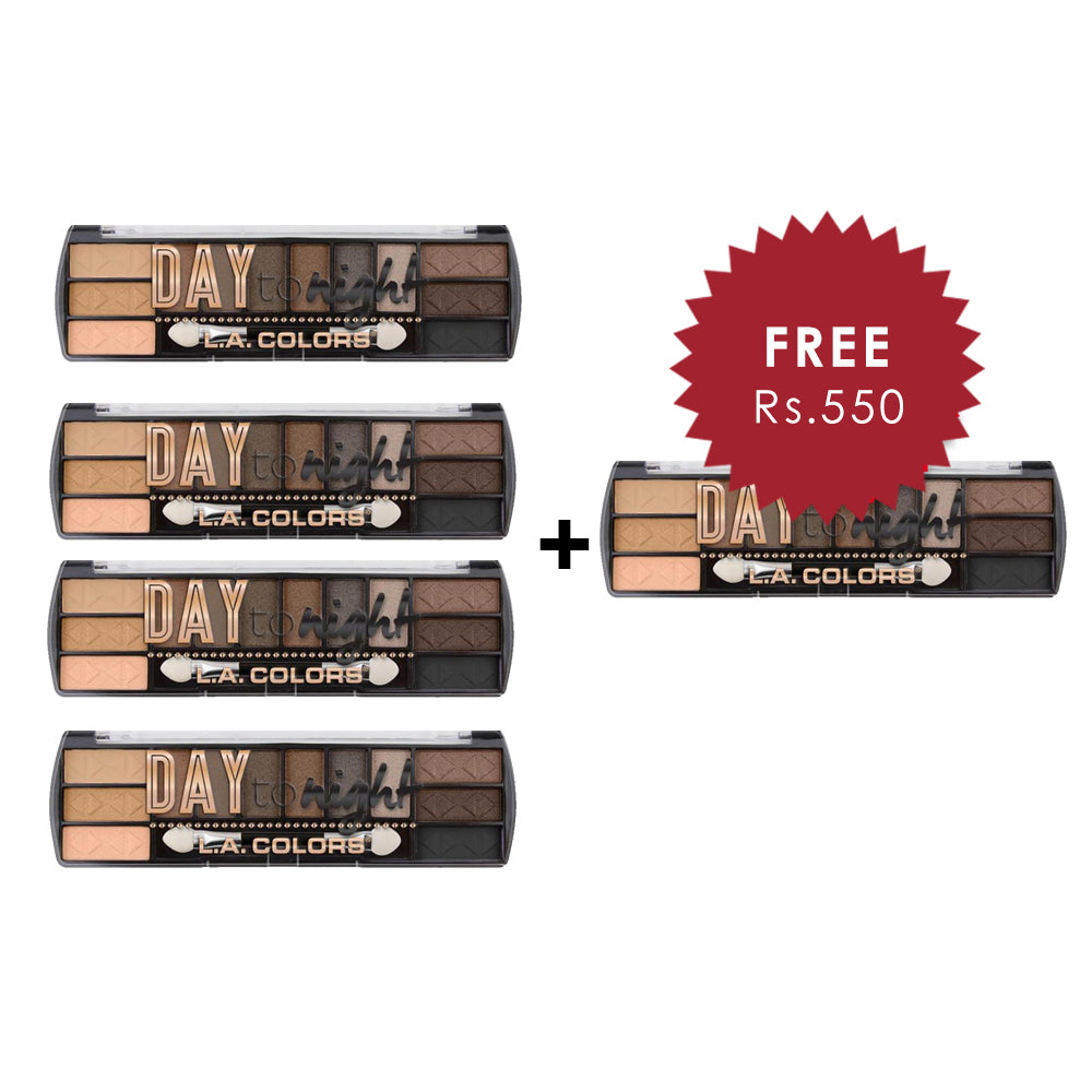 L.A. Colors Day to Night 12 Color Eyeshadow - Daylight 4pc Set + 1 Full Size Product Worth 25% Value Free