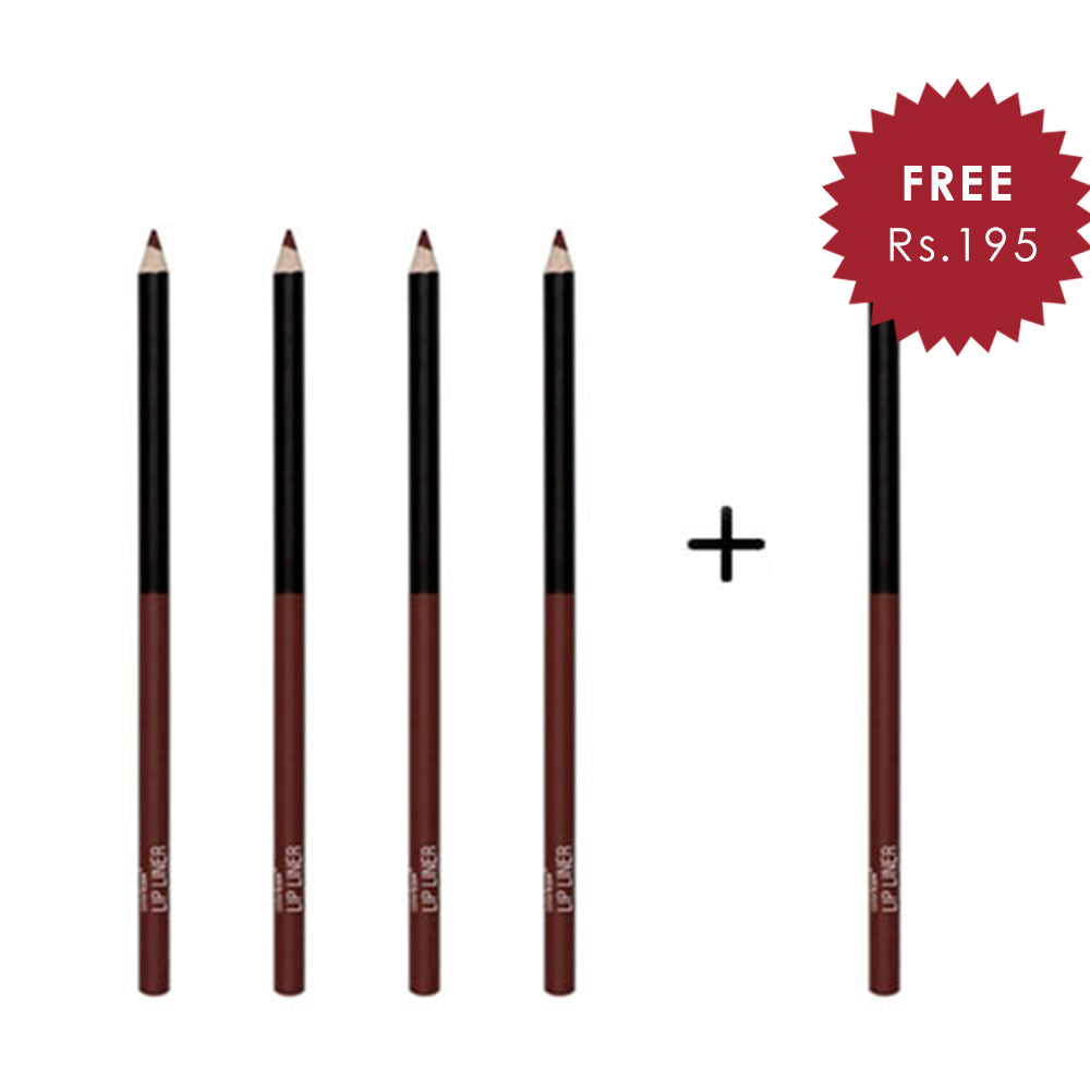 Wet N Wild Color Icon Lip Liner Pencil - Brandy Wine 4pc Set + 1 Full Size Product Worth 25% Value Free