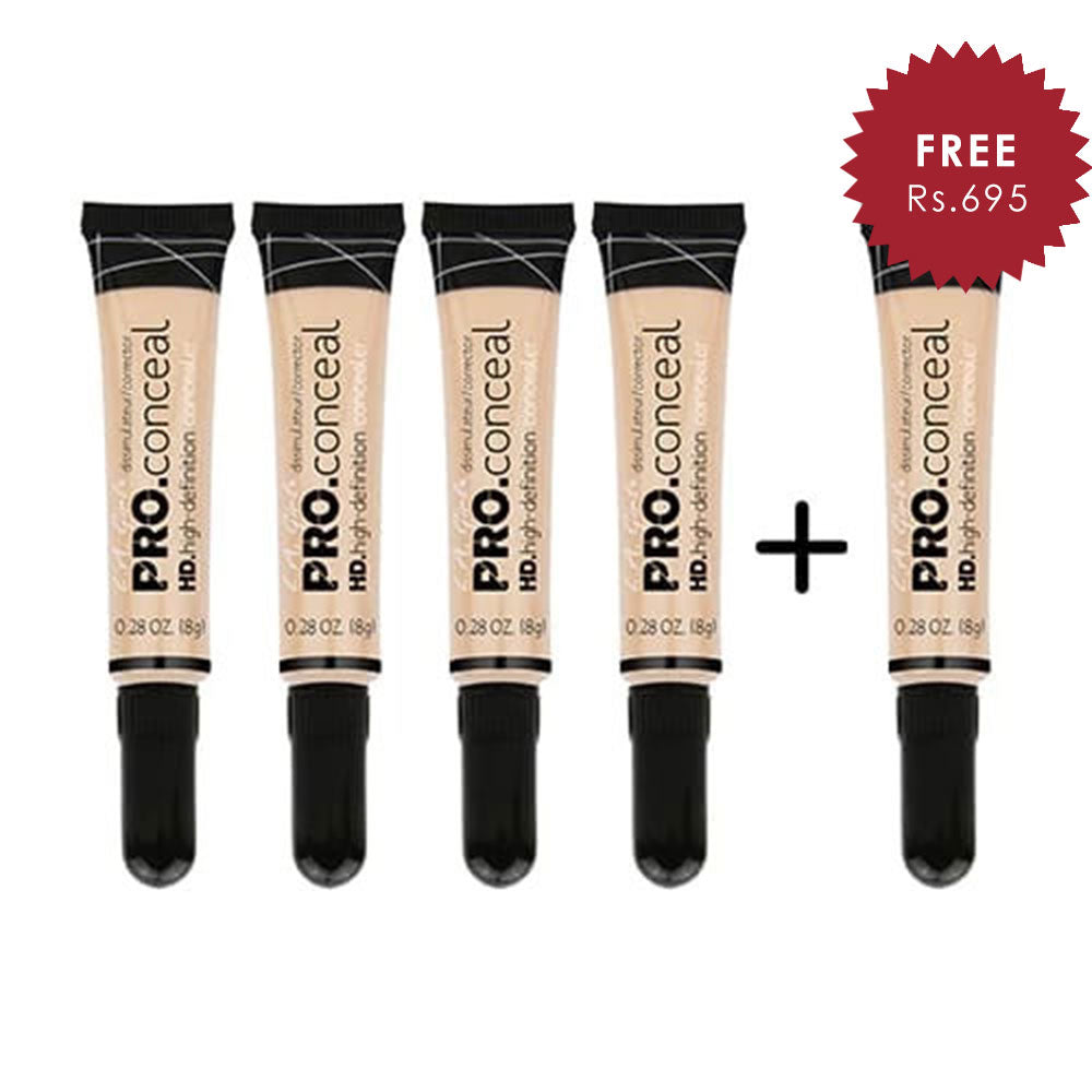 L.A. Girl Pro Conceal HD- Light Ivory 4pc Set + 1 Full Size Product Worth 25% Value Free