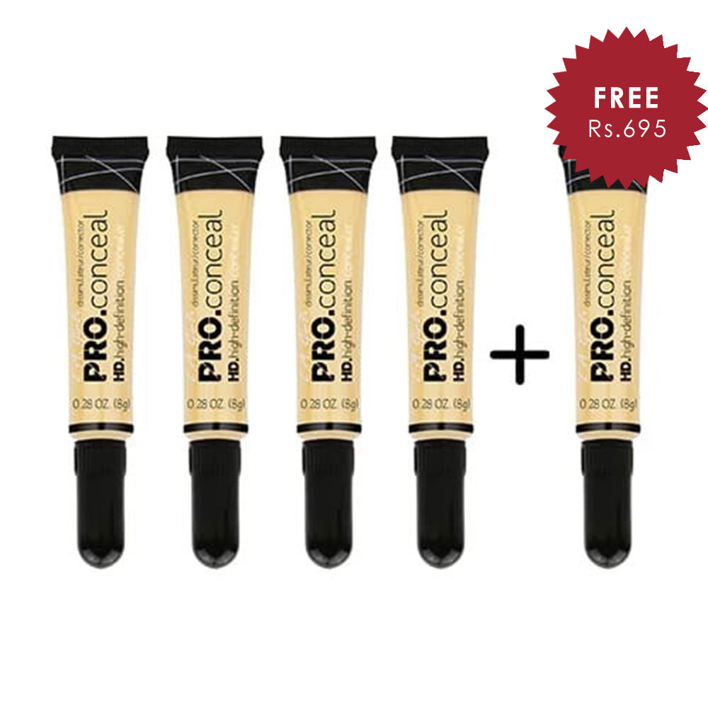 L.A. Girl Pro Conceal HD- Light Yellow Corrector 4pc Set + 1 Full Size Product Worth 25% Value Free