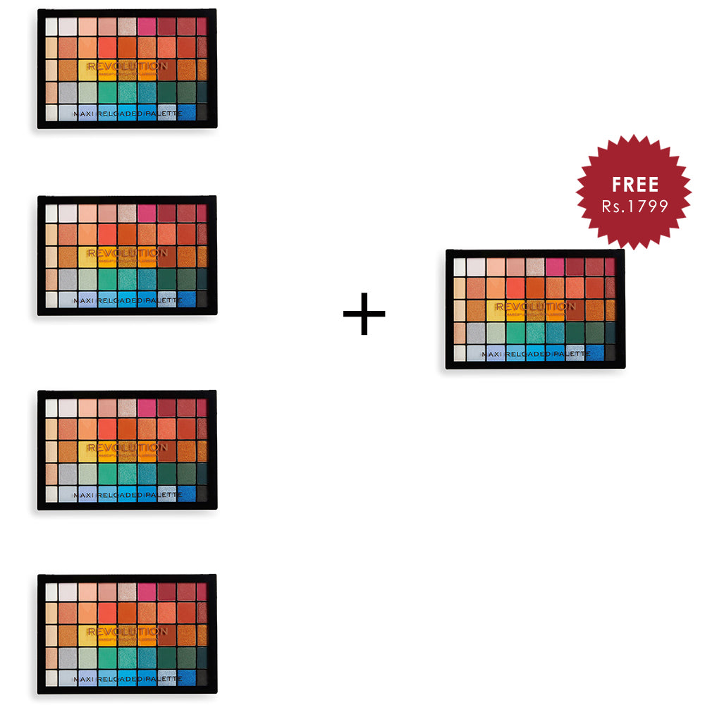 Makeup Revolution Maxi Reloaded Big Shot Eyeshadow Palette 4Pcs Set + 1 Full Size Product Worth 25% Value Free