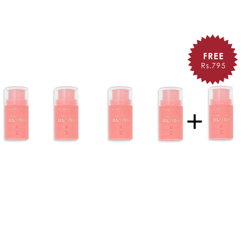 Makeup Revolution Fast Base Blush Stick Peach 4pc Set + 1 Full Size Product Worth 25% Value Free