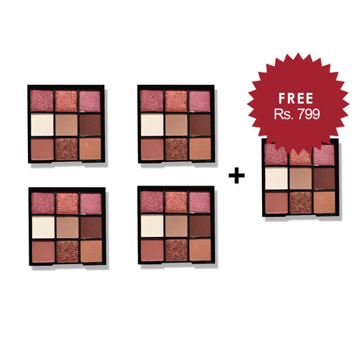 Nicka K Nine Color Eyeshadow Palette - Mocha Mix 4Pcs Set + 1 Full Size Product Worth 25% Value Free