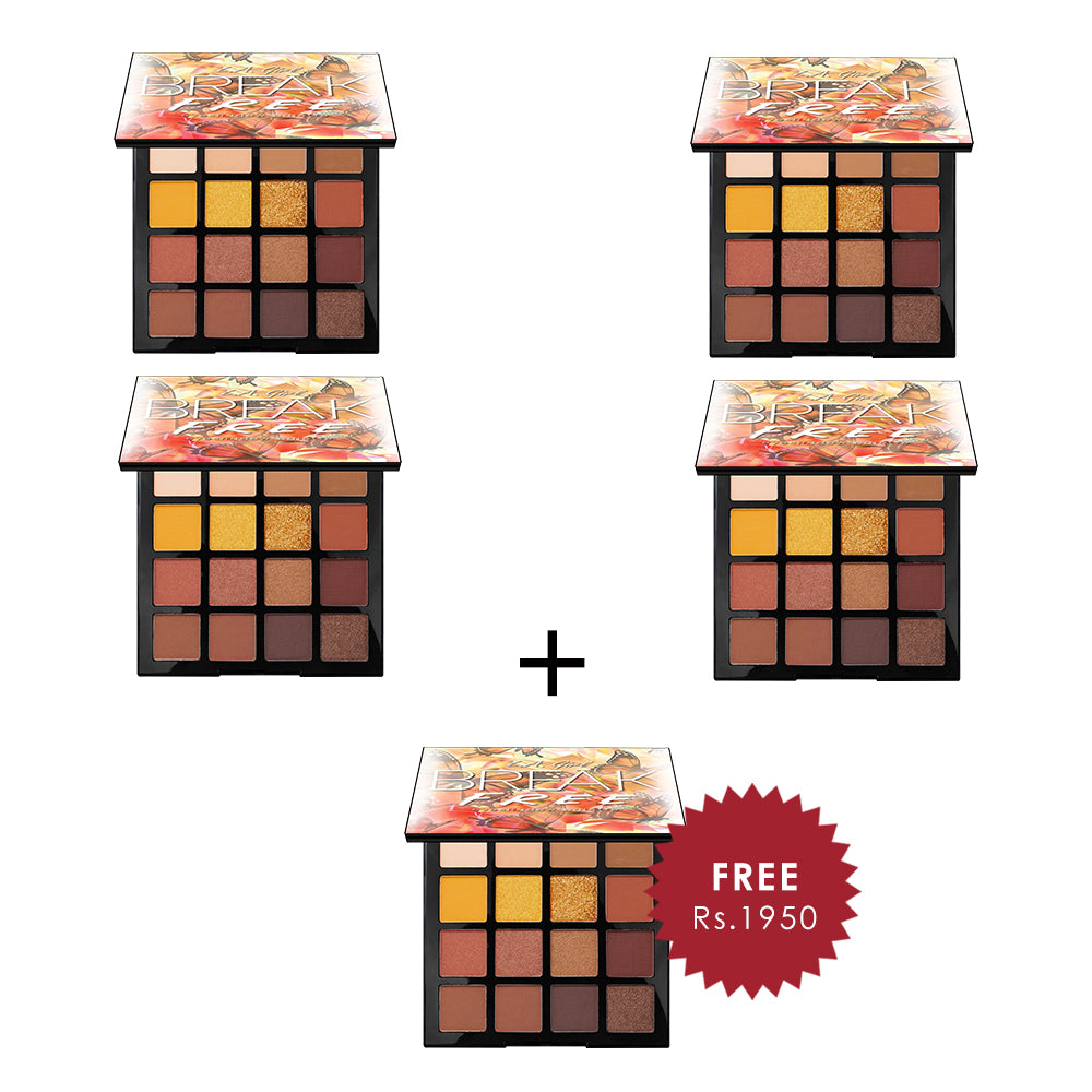 L.A. Girl 16 Color Break Free Eyeshadow Palette - Be You 4pc Set + 1 Full Size Product Worth 25% Value Free