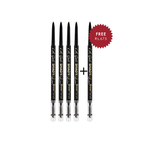 L.A. Girl Shady Slim Brow Pencil-Medium Brown 4Pc Set + 1 Full Size Product Worth 25% Value Free