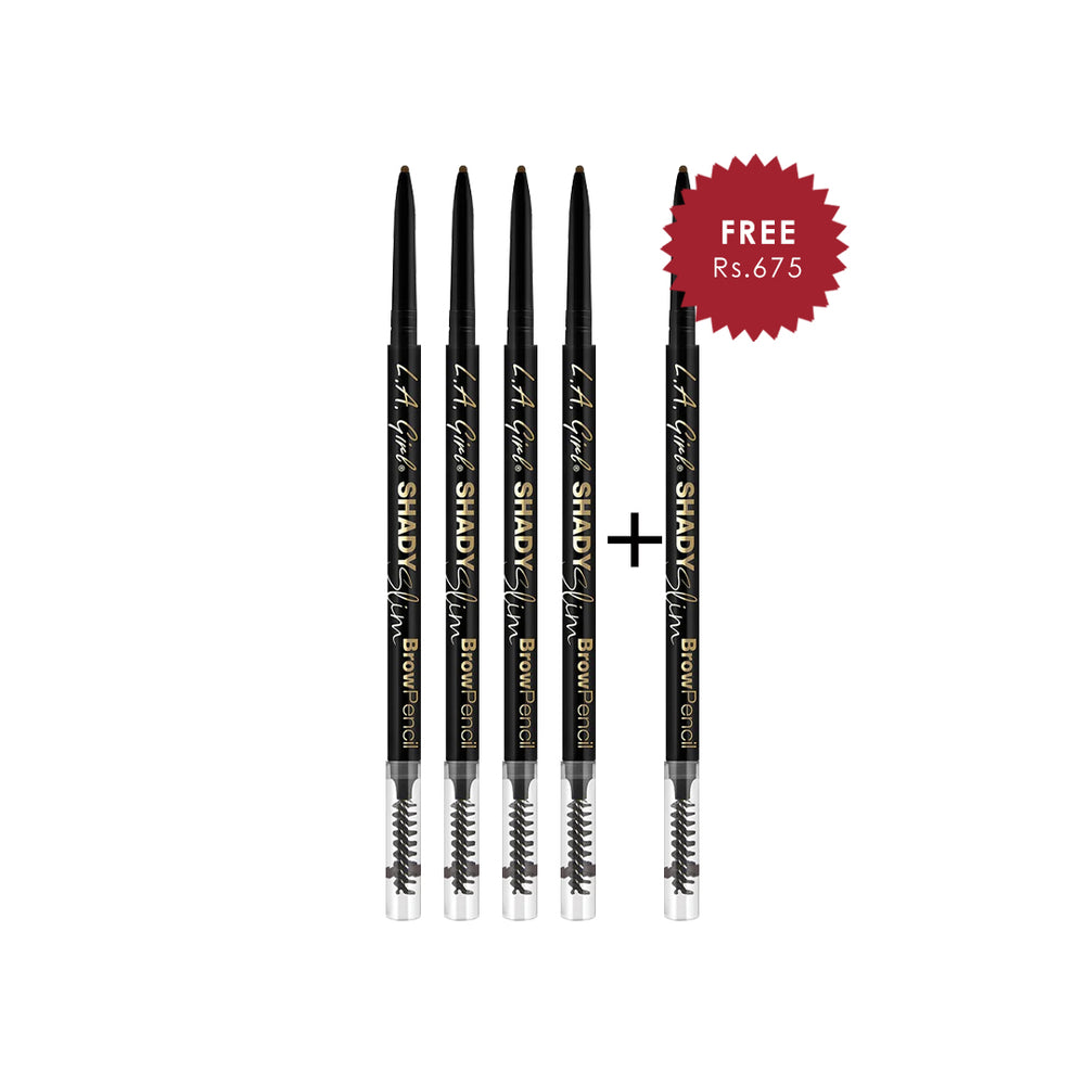 L.A. Girl Shady Slim Brow Pencil-Blackest Brown 4Pc Set + 1 Full Size Product Worth 25% Value Free