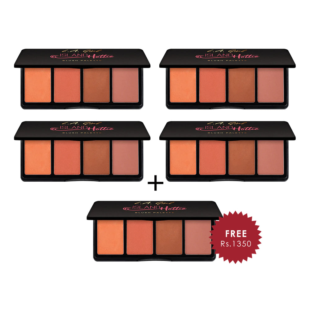 L.A. Girl Fanatic Blush Palette-Island Hottie 4Pc Set + 1 Full Size Product Worth 25% Value Free