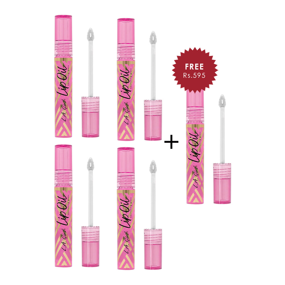 L.A Girl Lip Oil - Sheer Strawberry 4pc Set + 1 Full Size Product Worth 25% Value Free