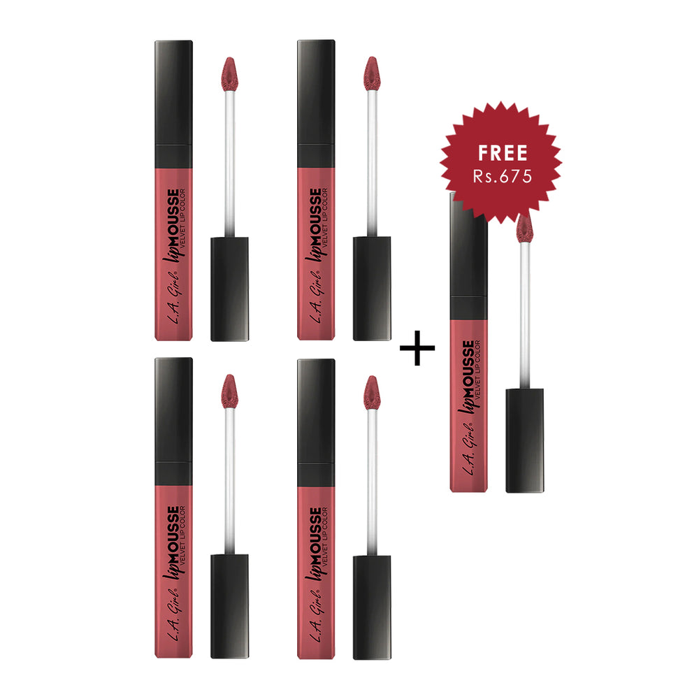 L.A Girl Lip Mousse-Squad 4pc Set + 1 Full Size Product Worth 25% Value Free