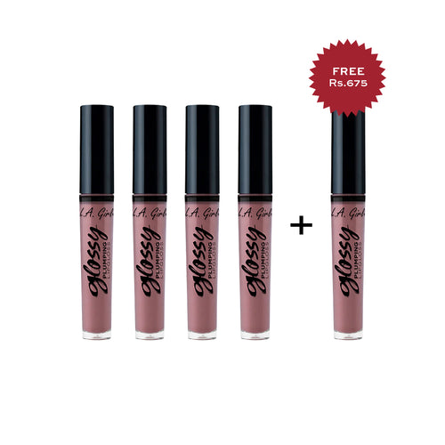 L.A. Girl  Glossy Plumping Lipgloss-Plush 4Pc Set + 1 Full Size Product Worth 25% Value Free