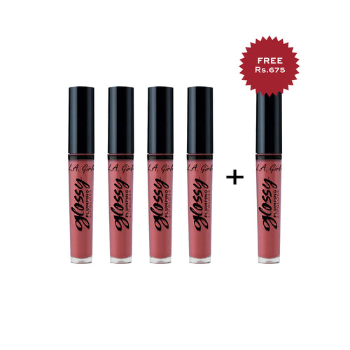 L.A. Girl  Glossy Plumping Lipgloss-Juicy 4Pc Set + 1 Full Size Product Worth 25% Value Free
