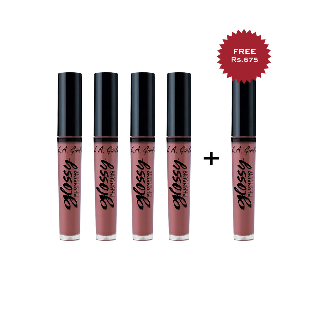 L.A. Girl  Glossy Plumping Lipgloss-Sumptuous 4Pc Set + 1 Full Size Product Worth 25% Value Free