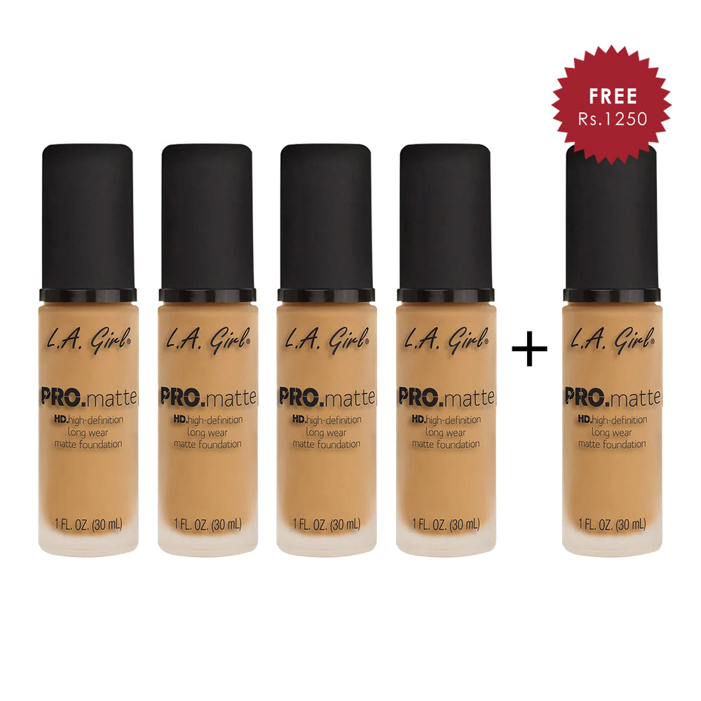 L.A. Girl Hd Pro.Matte Foundation-BEIGE 4Pc Set + 1 Full Size Product Worth 25% Value Free