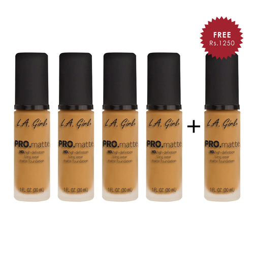 L.A. Girl Hd Pro.Matte Foundation-Soft Honey 4Pc Set + 1 Full Size Product Worth 25% Value Free