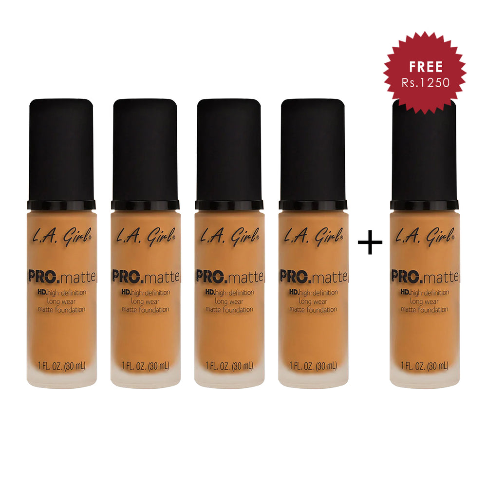 L.A. Girl Hd Pro.Matte Foundation-Golden Bronze 4Pc Set + 1 Full Size Product Worth 25% Value Free