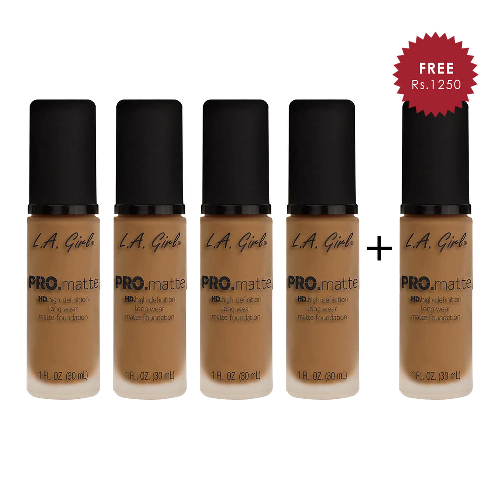 L.A. Girl Hd Pro.Matte Foundation-Caramel 4Pc Set + 1 Full Size Product Worth 25% Value Free