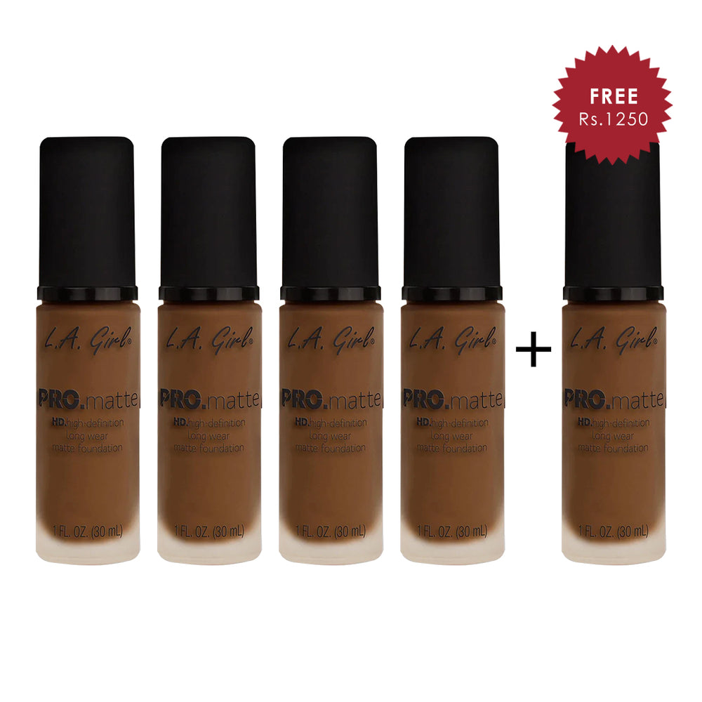 L.A. Girl Hd Pro.Matte Foundation-Cappuccino 4Pc Set + 1 Full Size Product Worth 25% Value Free