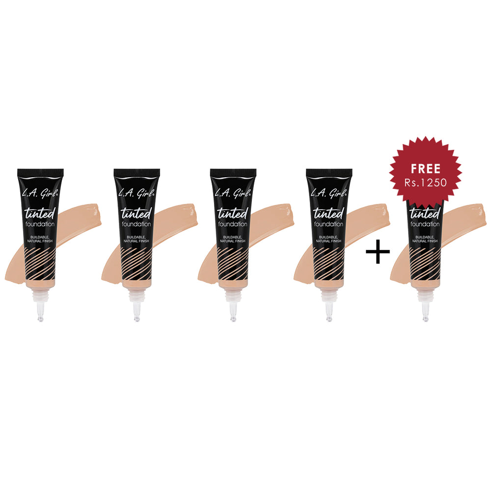 L.A. Girl - Tinted Foundation-Warm Beige  4pc Set + 1 Full Size Product Worth 25% Value Free