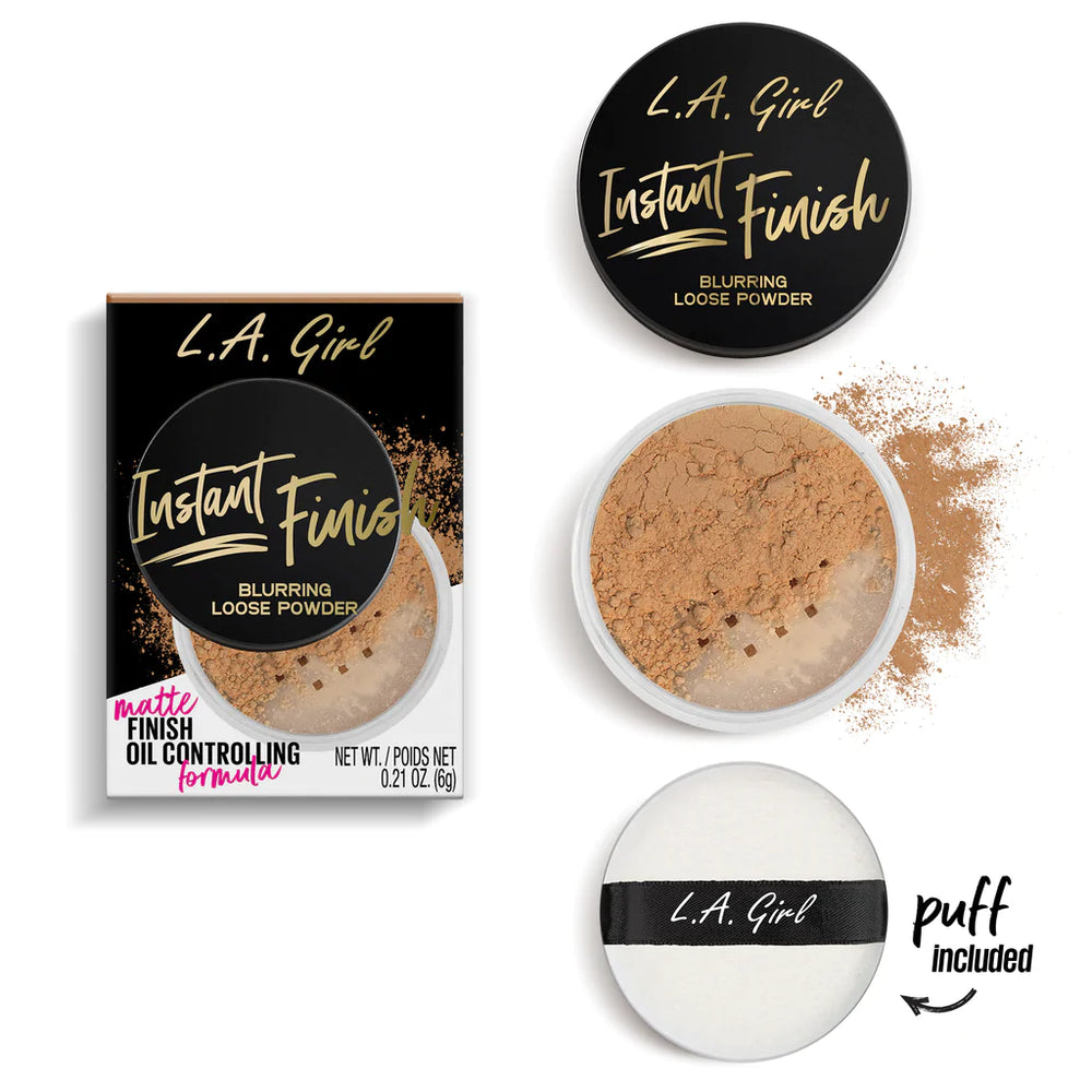 L.A. Girl Instant Finish Blurring Loose Powder Medium 4pc Set + 1 Full Size Product Worth 25% Value Free