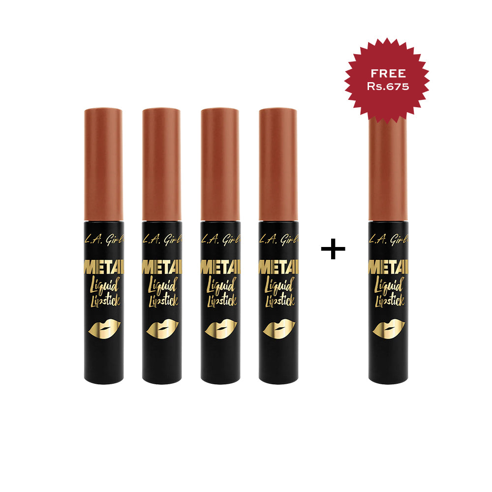 L.A. Girl  Metal Liquid Lipstick-Copper 4Pc Set + 1 Full Size Product Worth 25% Value Free