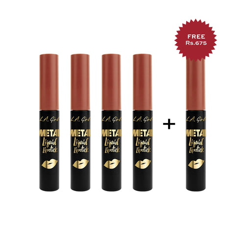 L.A. Girl  Metal Liquid Lipstick-Polished 4Pc Set + 1 Full Size Product Worth 25% Value Free