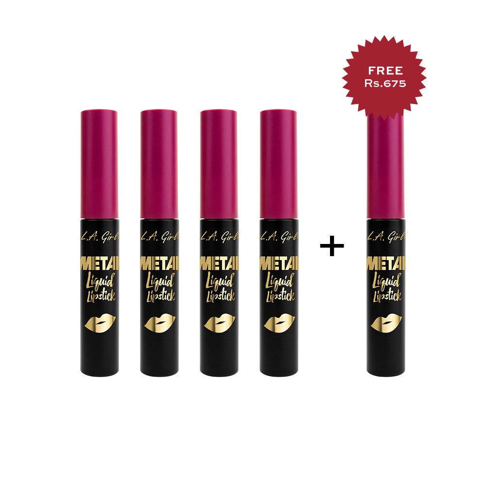 L.A. Girl  Metal Liquid Lipstick-Brilliant 4Pc Set + 1 Full Size Product Worth 25% Value Free