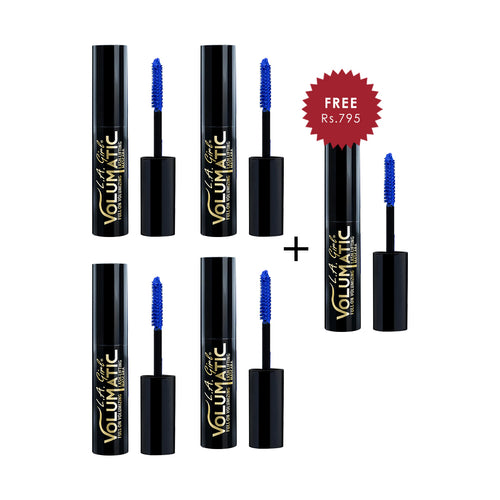 L.A Girl Volumatic Mascara - Bright Blue 4pc Set + 1 Full Size Product Worth 25% Value Free