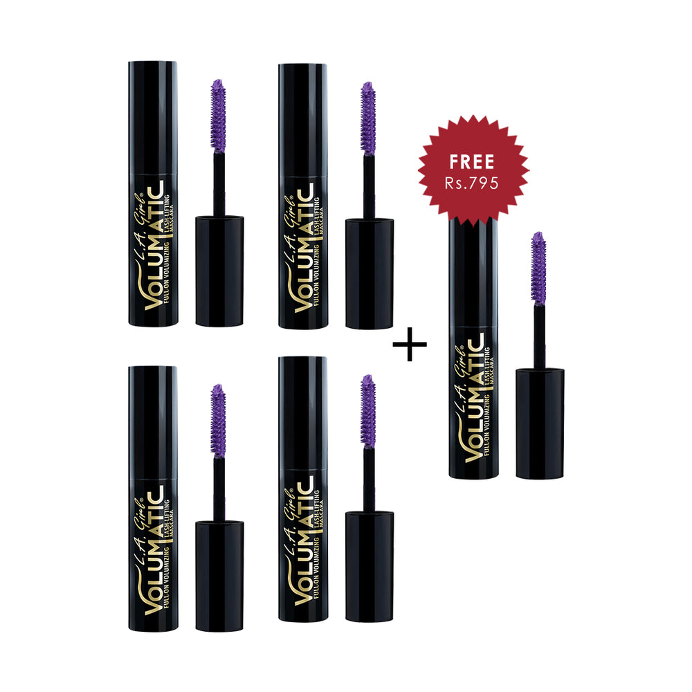 L.A Girl Volumatic Mascara - Purple 4pc Set + 1 Full Size Product Worth 25% Value Free