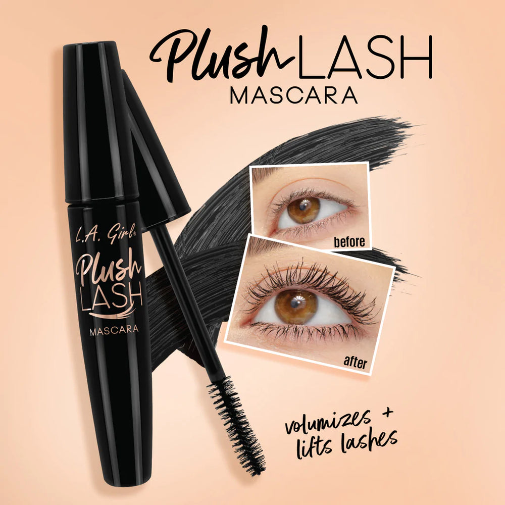 L.A Girl Plush Mascara - Blackest Black 4pc Set + 1 Full Size Product Worth 25% Value Free