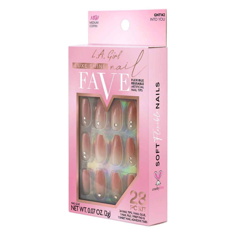 L.A.Girl Luxe Shine Nail Fave Artificial Nail Tips-Into You -28 Pc Kit 4pc Set + 1 Full Size Product Worth 25% Value Free